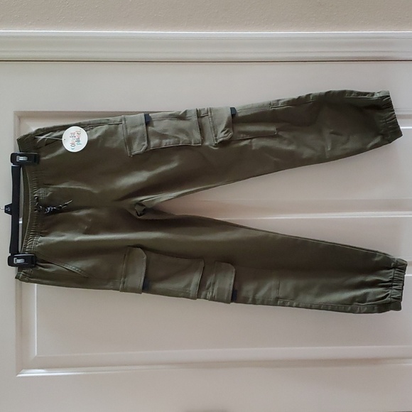 Boys Colorful Planet Cargo Jogger Pants Size Sm Med Large Olive Green NWT - Picture 4 of 5